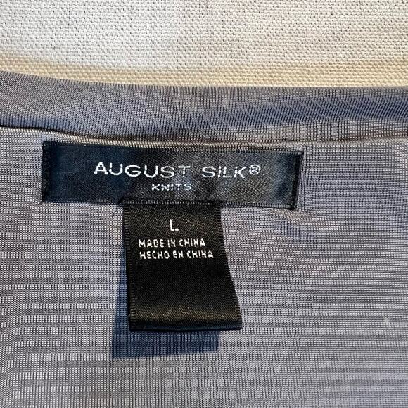 August Silk Knits Silver Sequin Scoop Neck Short Sleeve Top Woman's L - Picture 5 of 14